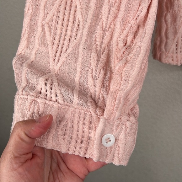 Pink Sheer High Low Western Cowgirl Rodeo Long Sleeve Button Down Top Size XXL - Picture 3 of 5